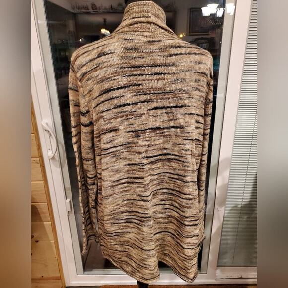 White Stag Neutral Marled Cozy Tan and Brown Duster Cardigan Sweater Size XL - Picture 5 of 11